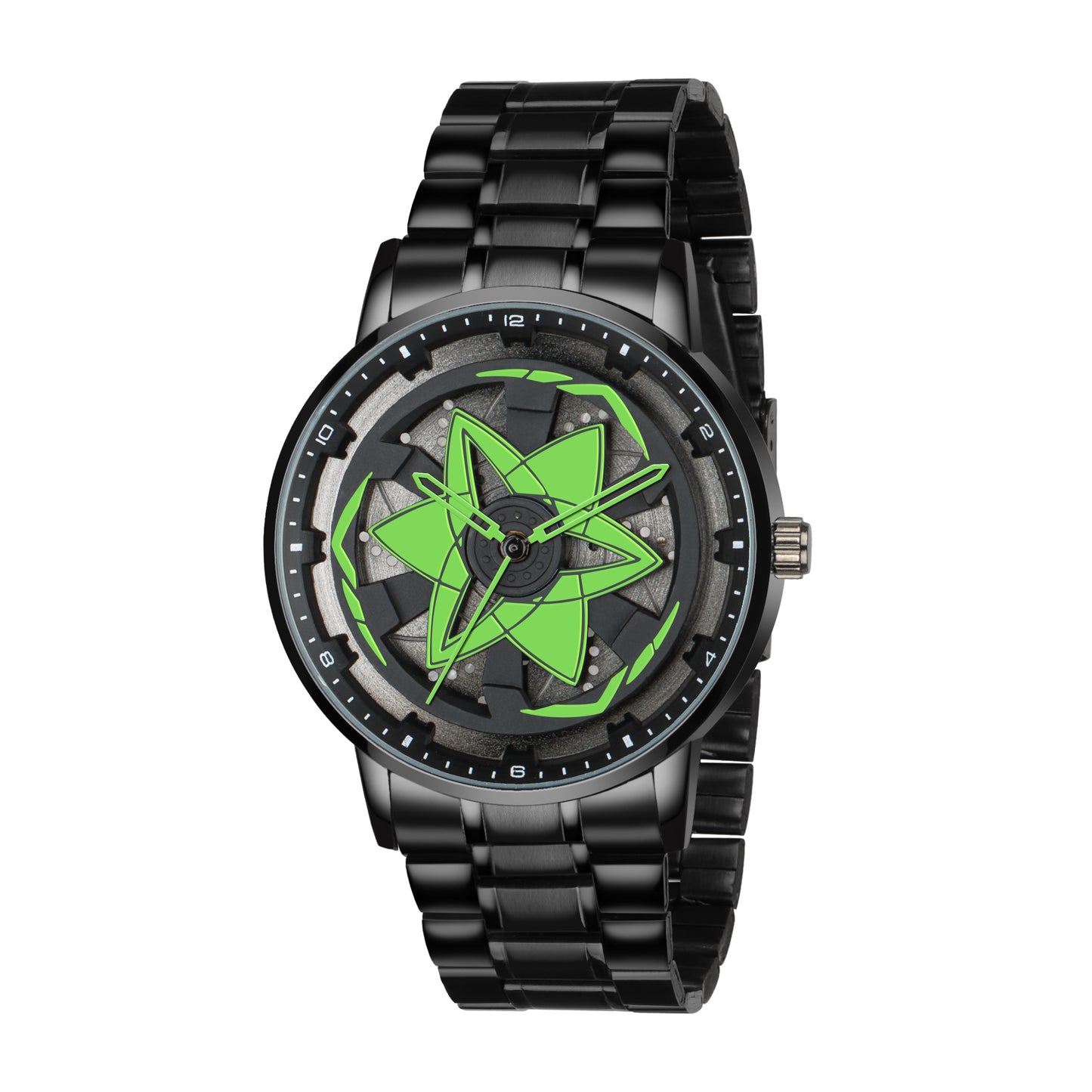 MotionX Spinning Car Wheel Dial Chain Strap Analog Watch for Men