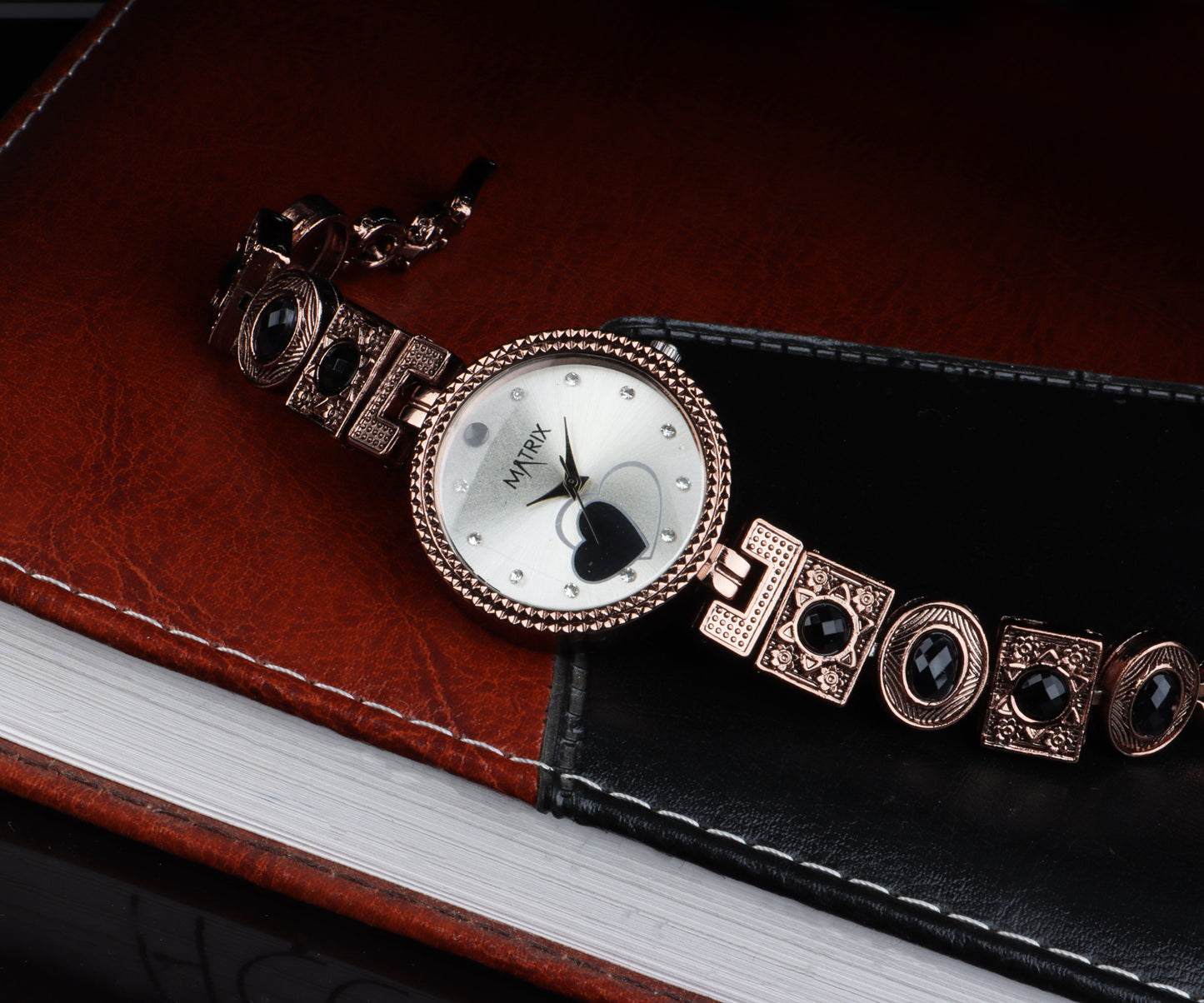 Matrix NEBULA Antique Design, Stone Stud Bracelet Analog Watch for Women