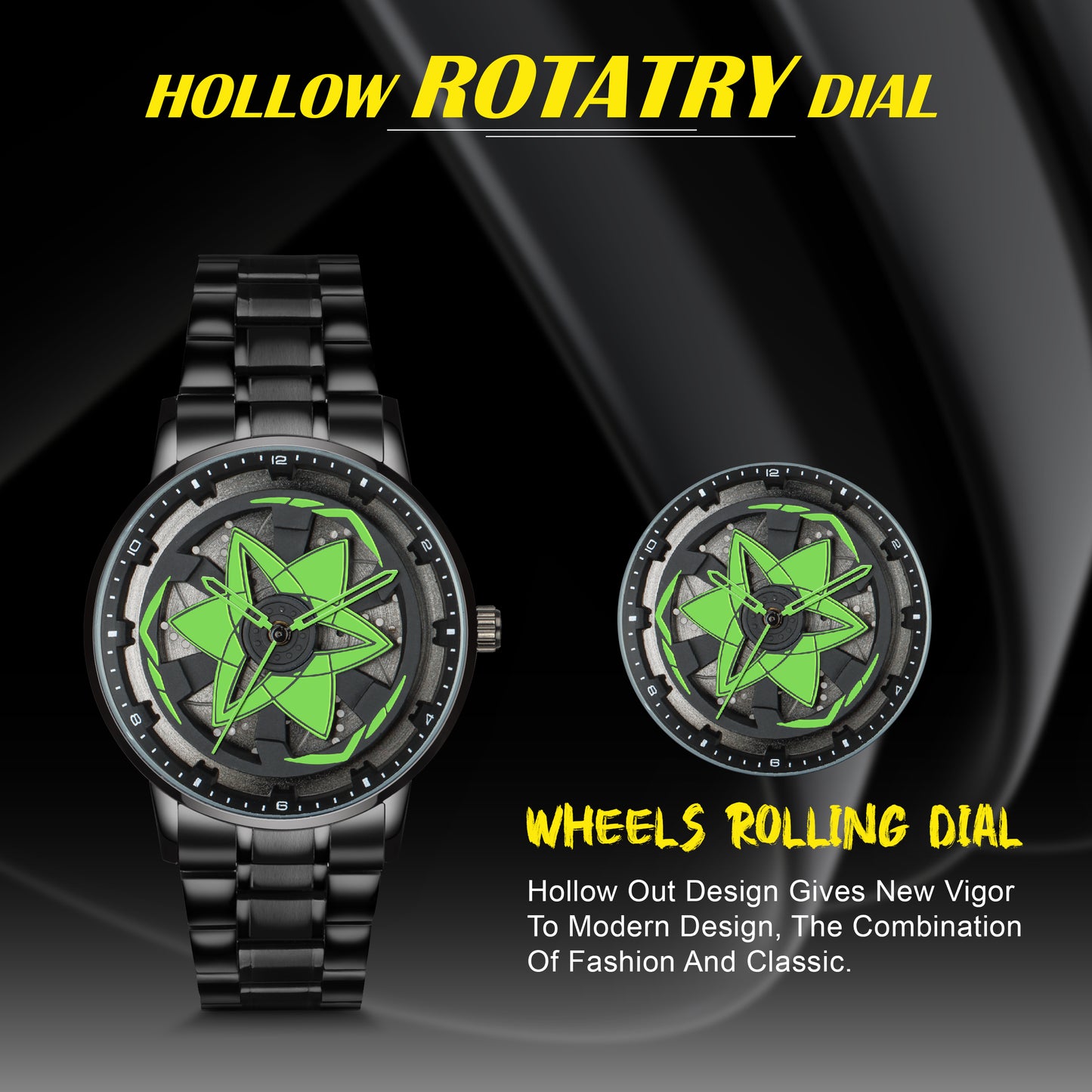 MotionX Spinning Car Wheel Dial Chain Strap Analog Watch for Men