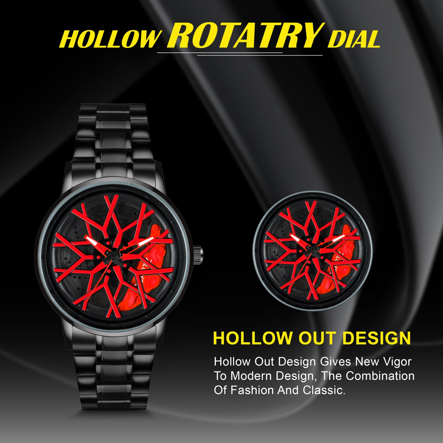 MotionX Spinning Car Wheel Dial Chain Strap Analog Watch for Men