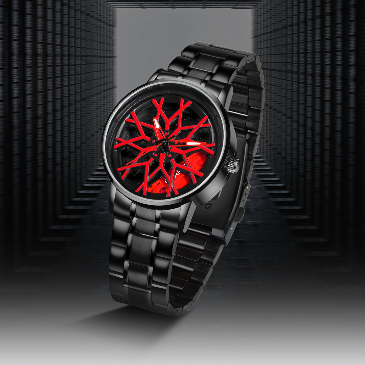 MotionX Spinning Car Wheel Dial Chain Strap Analog Watch for Men