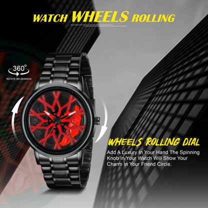 MotionX Spinning Car Wheel Dial Chain Strap Analog Watch for Men