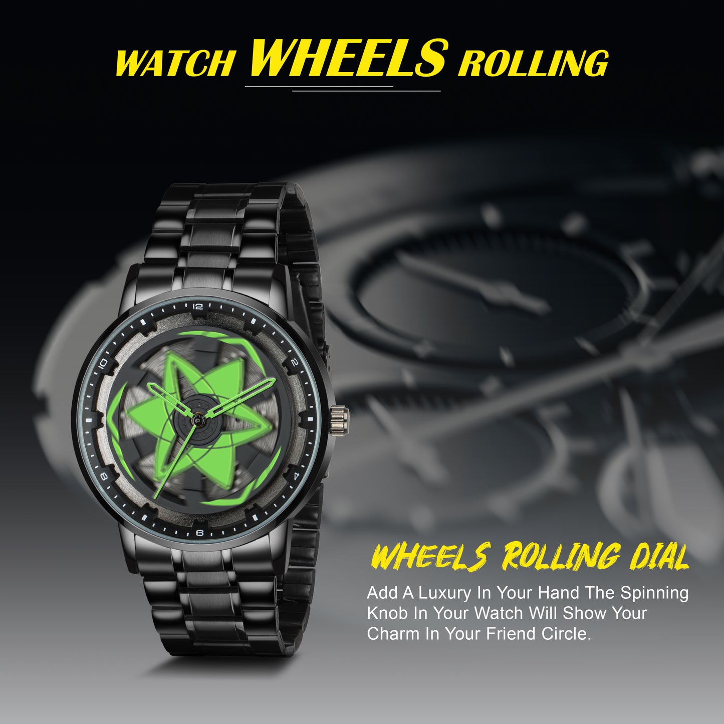 MotionX Spinning Car Wheel Dial Chain Strap Analog Watch for Men