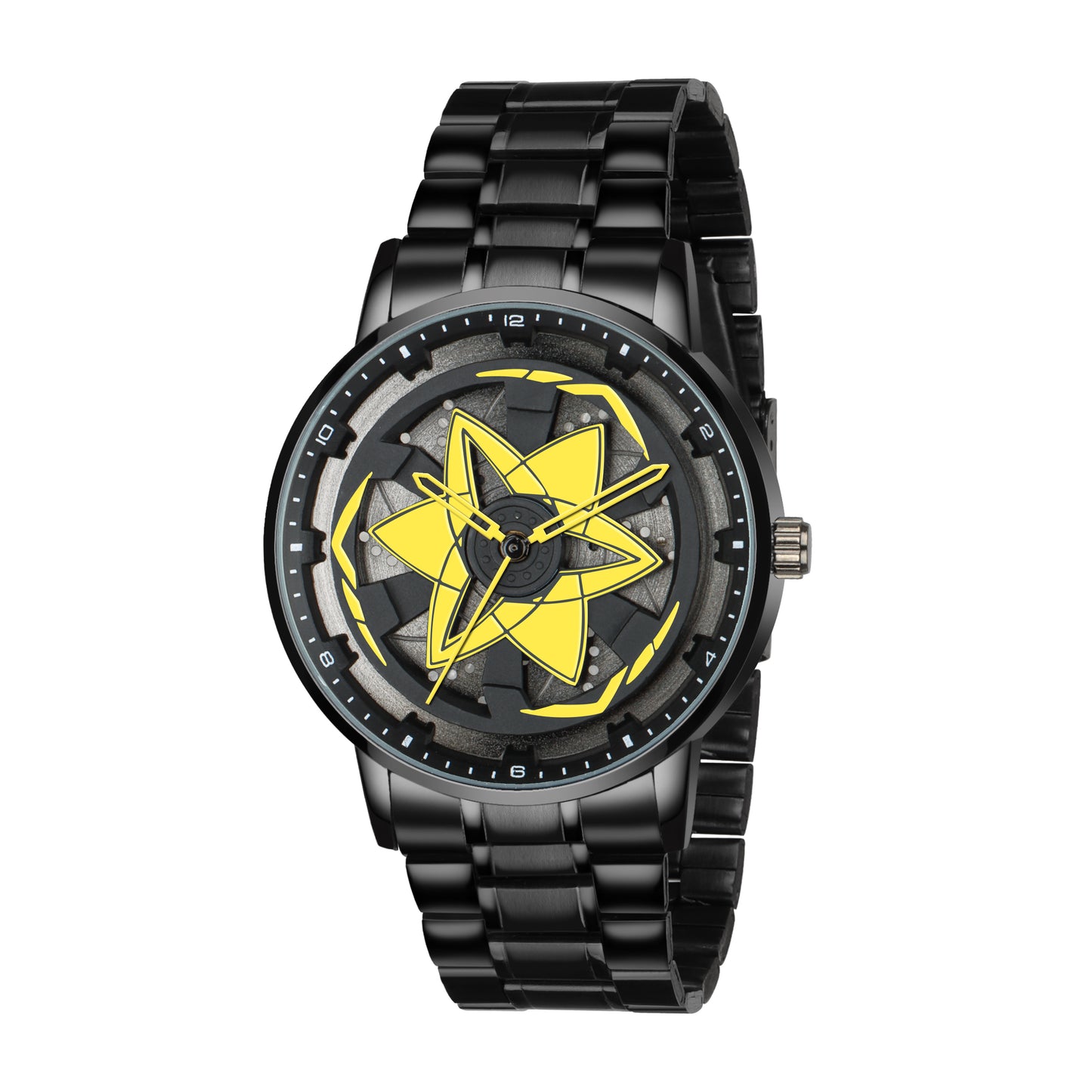 MotionX Spinning Car Wheel Dial Chain Strap Analog Watch for Men