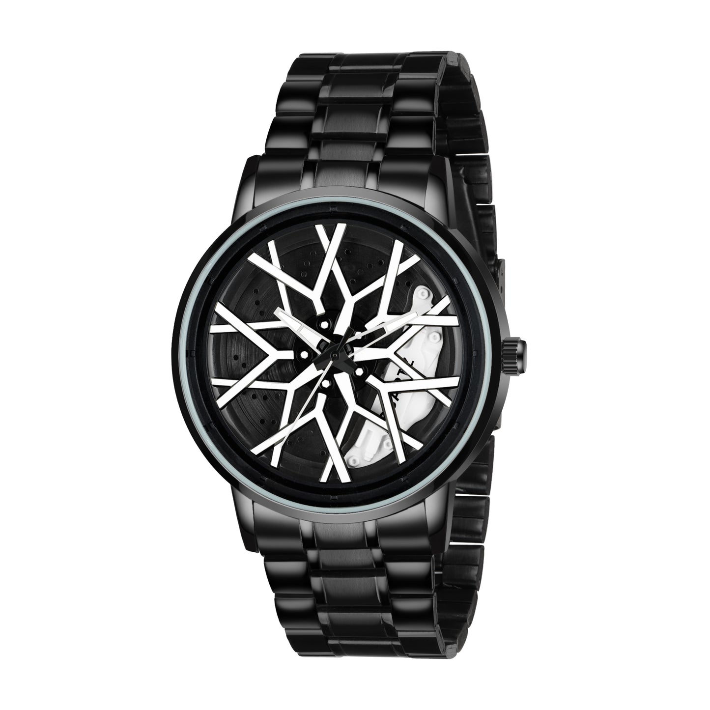 MotionX Spinning Car Wheel Dial Chain Strap Analog Watch for Men