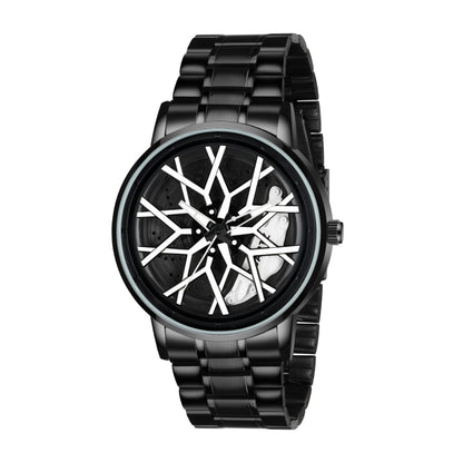 MotionX Spinning Car Wheel Dial Chain Strap Analog Watch for Men