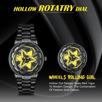 MotionX Spinning Car Wheel Dial Chain Strap Analog Watch for Men
