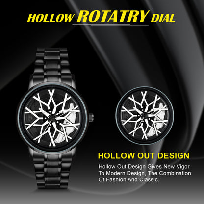 MotionX Spinning Car Wheel Dial Chain Strap Analog Watch for Men