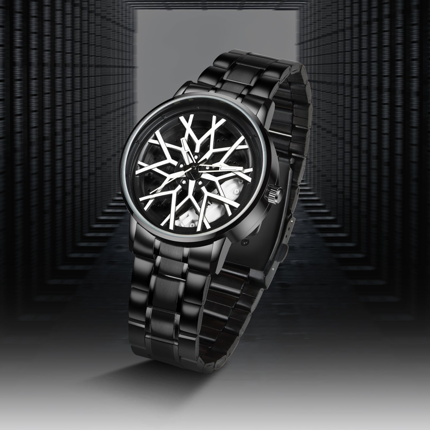 MotionX Spinning Car Wheel Dial Chain Strap Analog Watch for Men