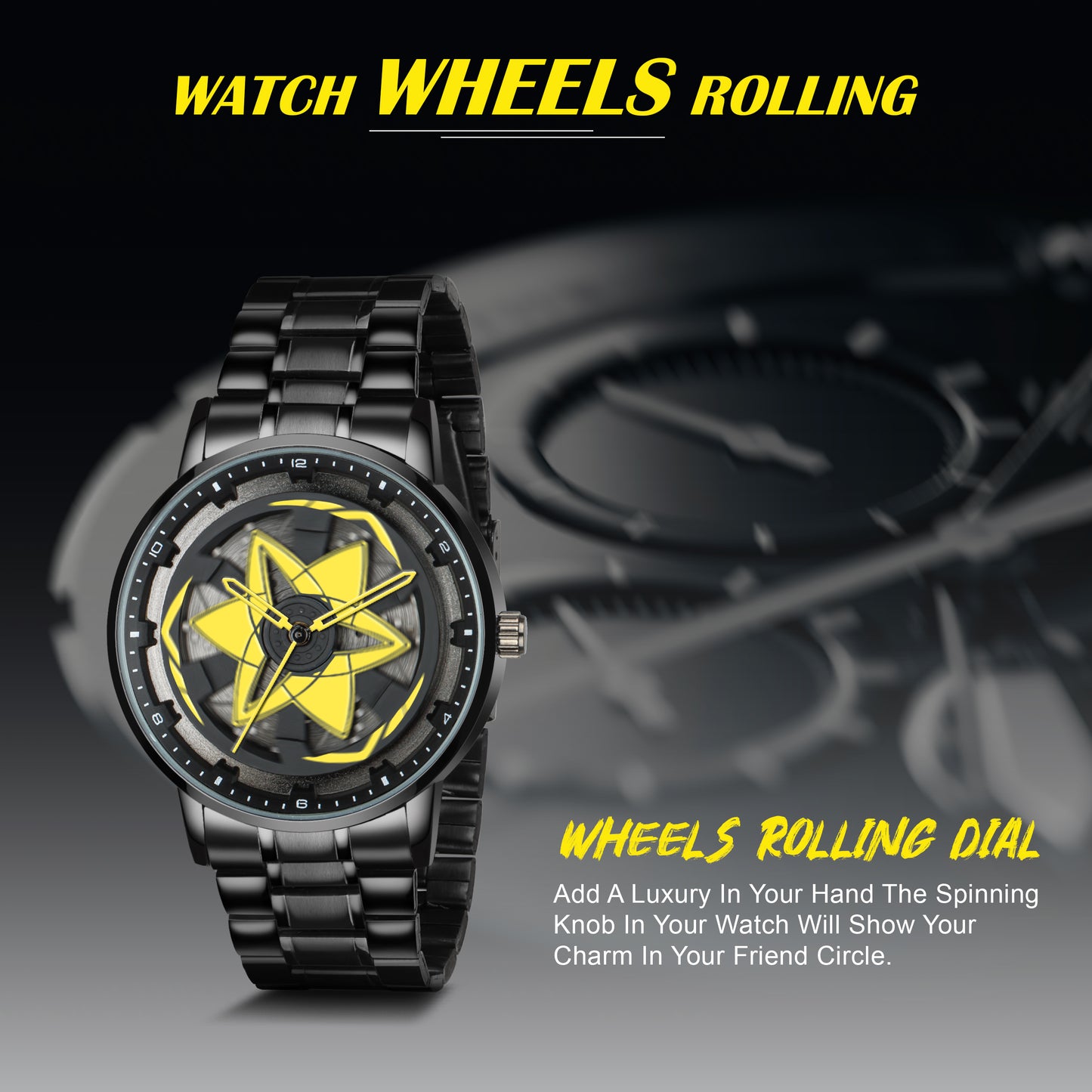MotionX Spinning Car Wheel Dial Chain Strap Analog Watch for Men