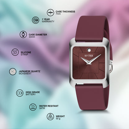 Minimalist Square Dial Silicone Strap Analog Watch for Men