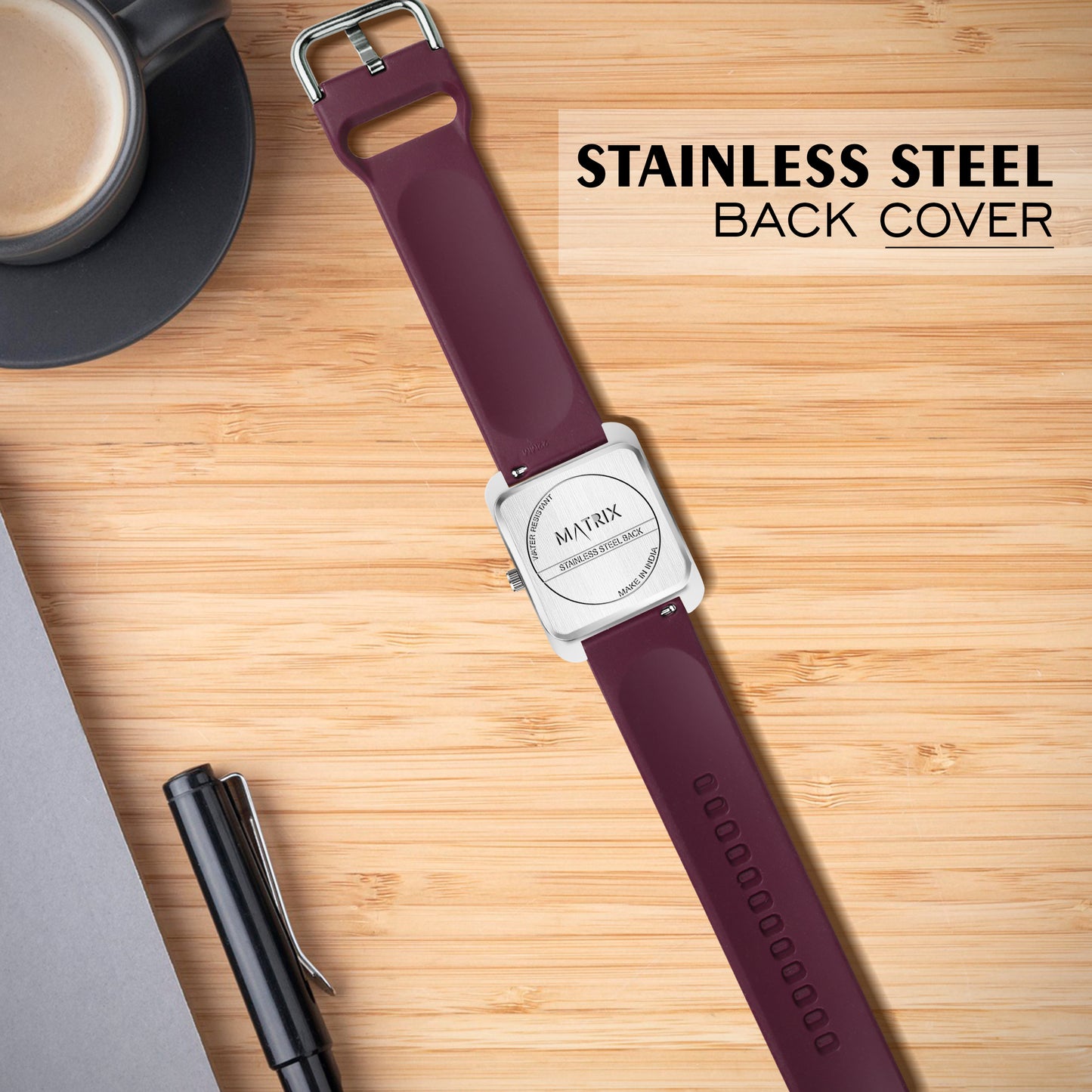 Minimalist Square Dial Silicone Strap Analog Watch for Men