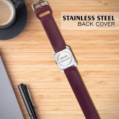 Minimalist Square Dial Silicone Strap Analog Watch for Men