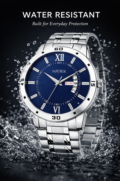 Matrix Antique Day and Date With Stainless Steel Strap Analog Watch for Men
