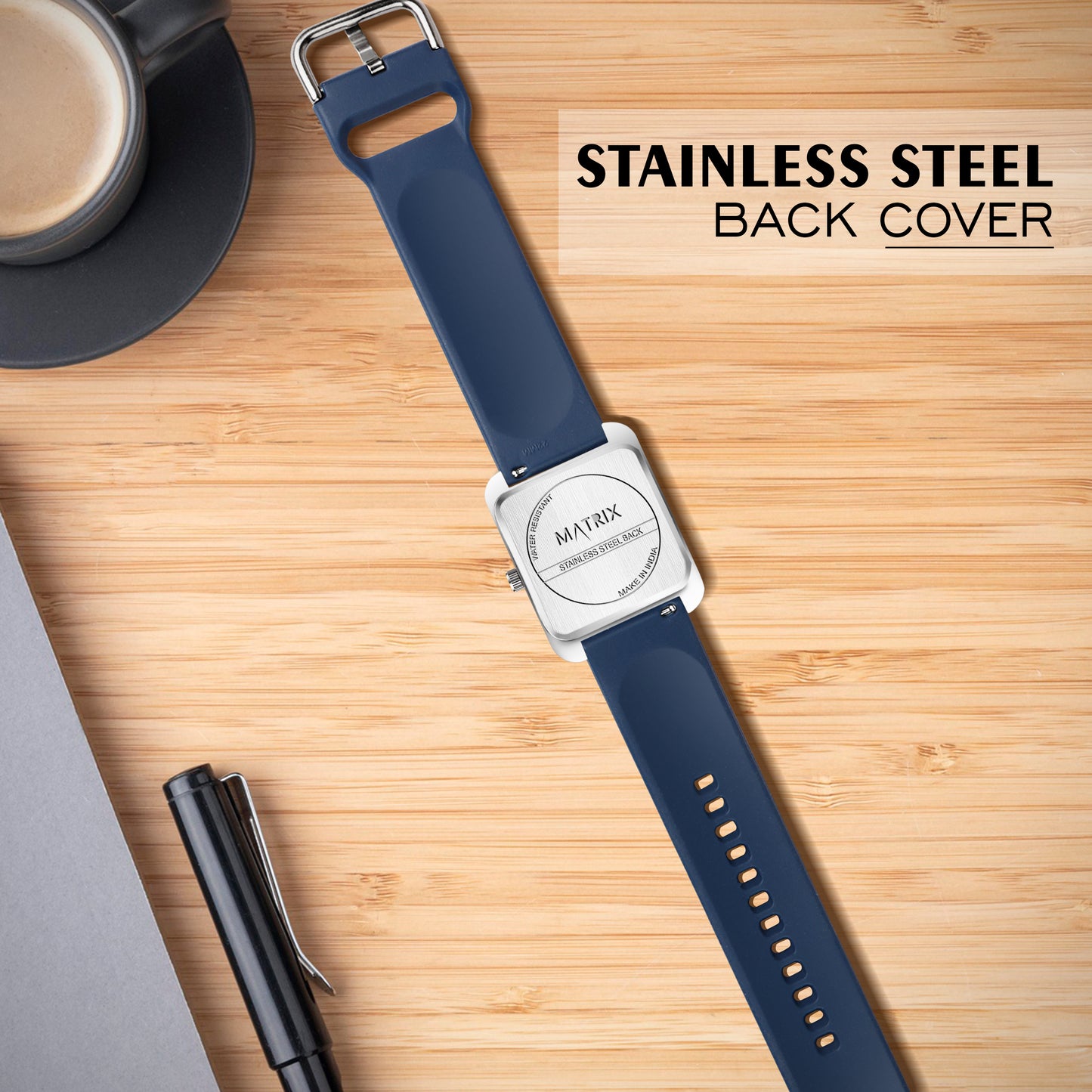 Minimalist Square Dial Silicone Strap Analog Watch for Men