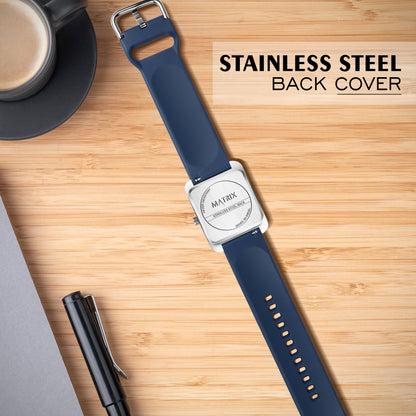 Minimalist Square Dial Silicone Strap Analog Watch for Men