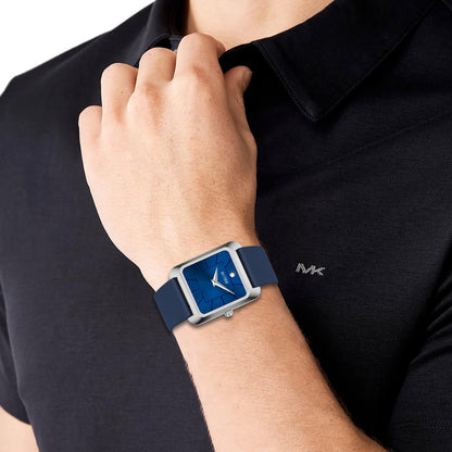 Minimalist Square Dial Silicone Strap Analog Watch for Men