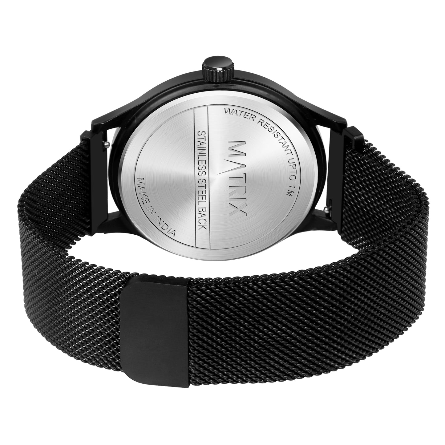 Matrix Minimalist Black Dial With Magnetic Mesh Chain Analog Watch For Men & Boys