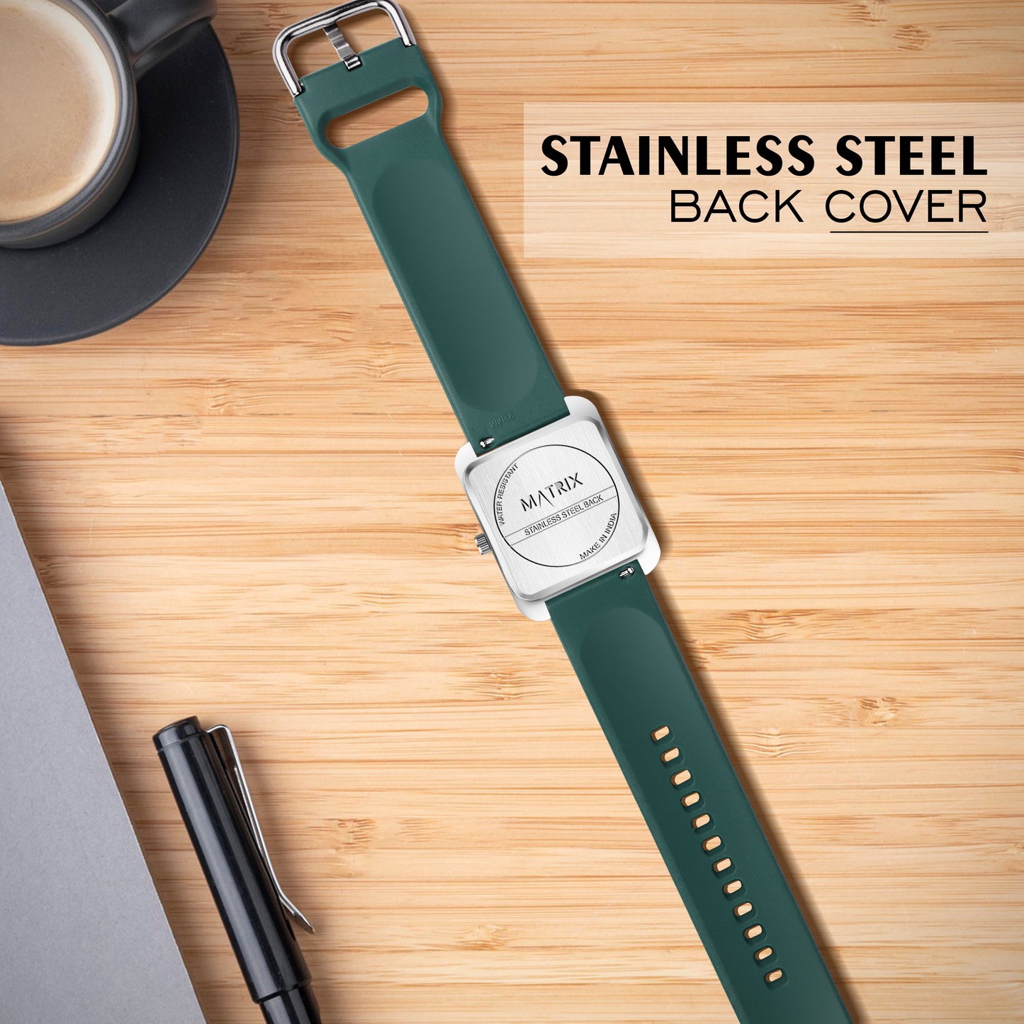 Minimalist Square Dial Silicone Strap Analog Watch for Men