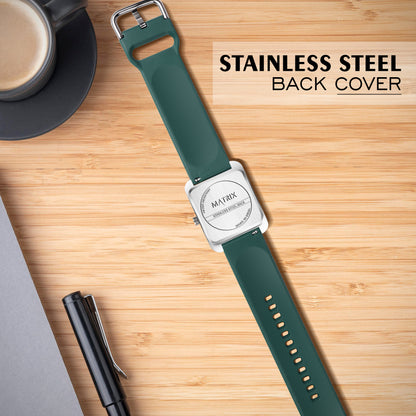 Minimalist Square Dial Silicone Strap Analog Watch for Men