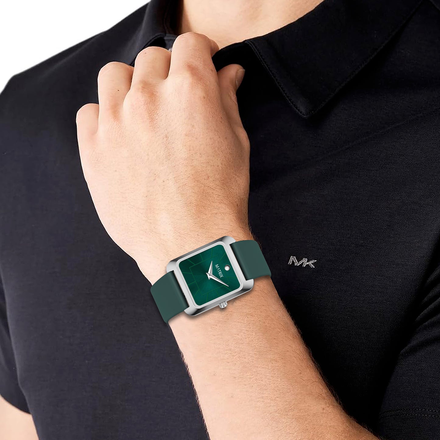 Minimalist Square Dial Silicone Strap Analog Watch for Men