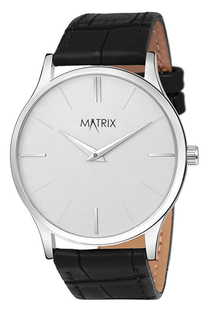 Signature Leather Strap Analog Watch for Men