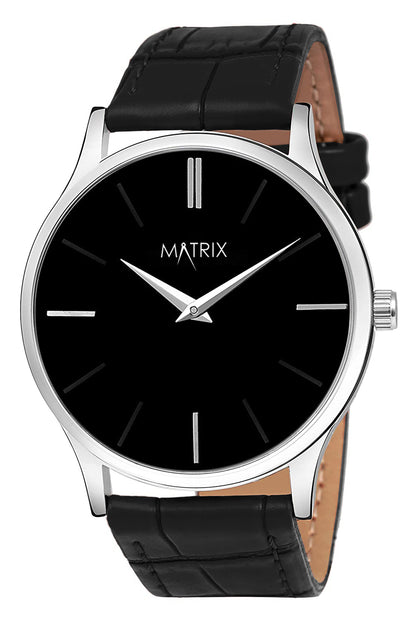 Signature Leather Strap Analog Watch for Men