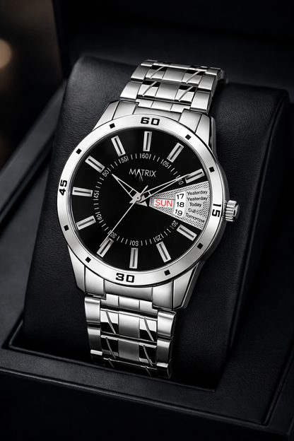 Matrix Antique 3.0 Day & Date With Stainless Steel Strap Analog Watch For Men