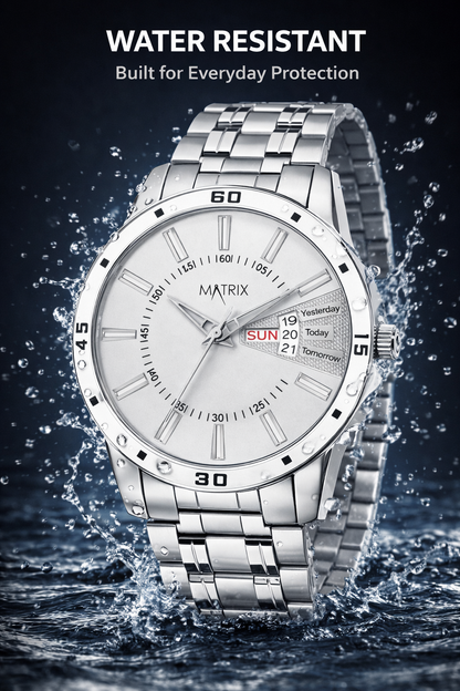 Matrix Antique 3.0 Day & Date With Stainless Steel Strap Analog Watch For Men