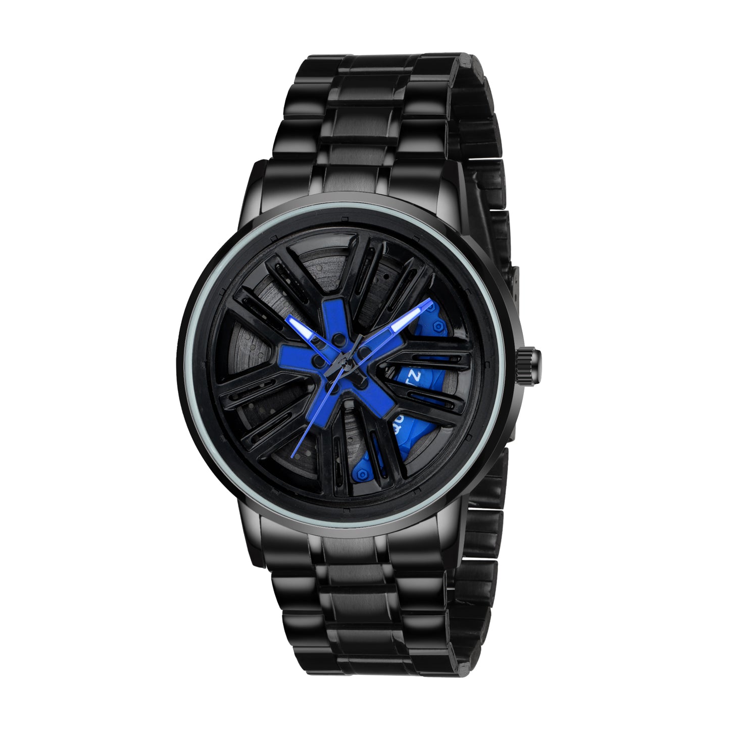 MotionX Spinning Car Wheel Dial Chain Strap Analog Watch for Men