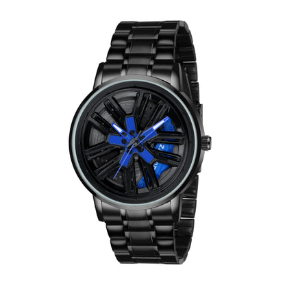 MotionX Spinning Car Wheel Dial Chain Strap Analog Watch for Men