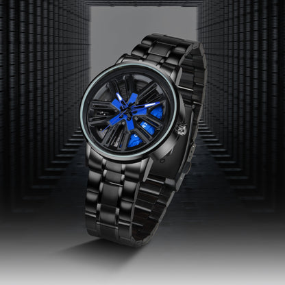 MotionX Spinning Car Wheel Dial Chain Strap Analog Watch for Men