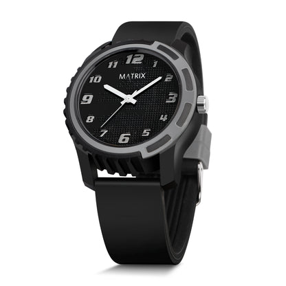 Matrix Sportz Edition Black & Grey With Silicone Strap Analog Watch For Men