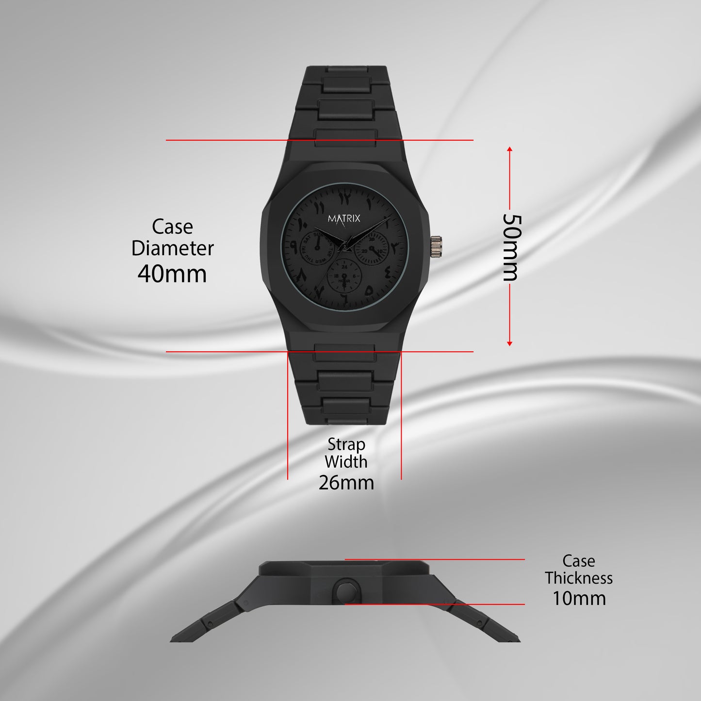 Matrix Arabian | Black Aura Dial & Polycarbonate Strap Analog Watch for Men & Boys (Arabic Numbers)