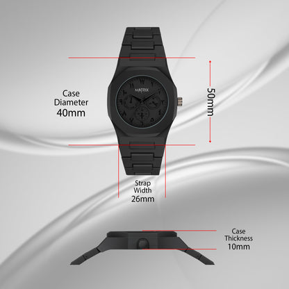 Matrix Arabian | Black Aura Dial & Polycarbonate Strap Analog Watch for Men & Boys (Arabic Numbers)