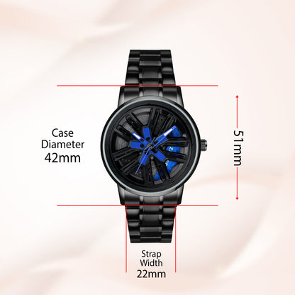 MotionX Spinning Car Wheel Dial Chain Strap Analog Watch for Men