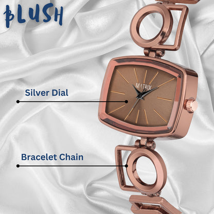 Matrix Timepiece Blush Collection | Designer Bracelet Chain Watch for Women