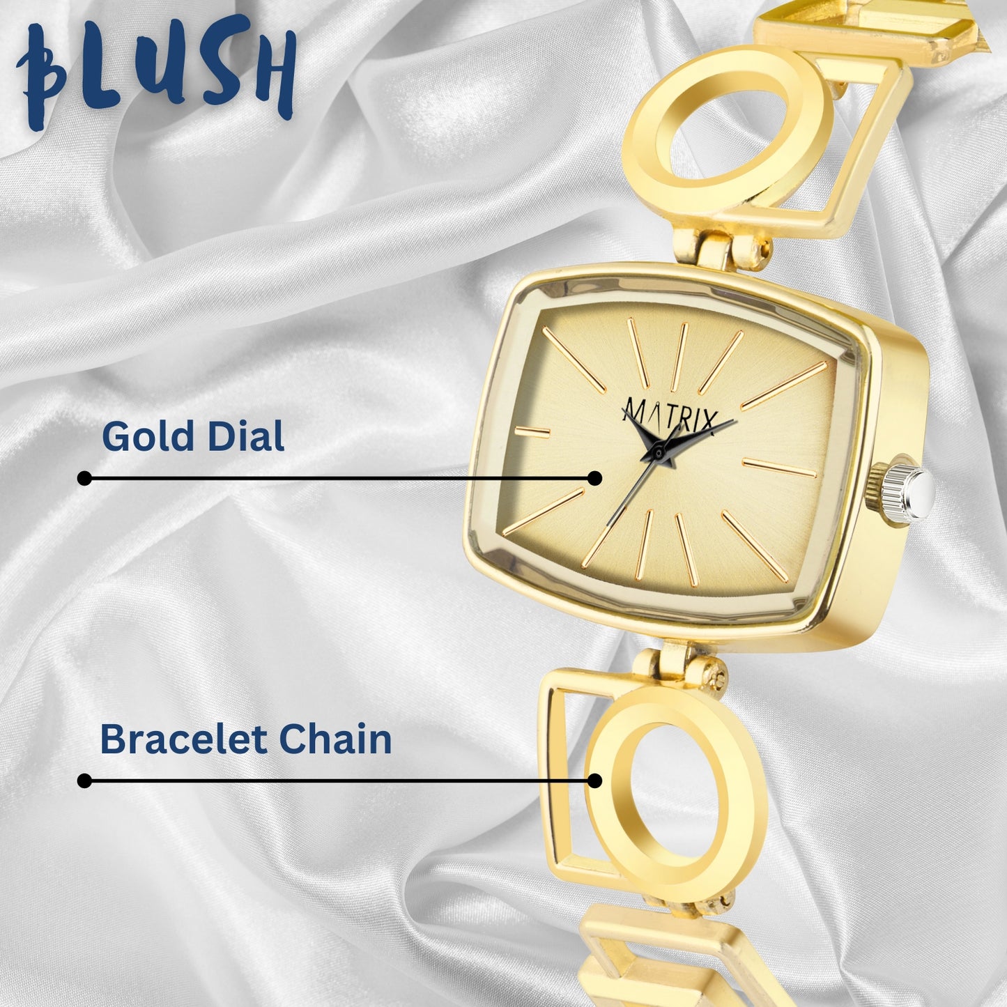 Matrix Timepiece Blush Collection | Designer Bracelet Chain Watch for Women