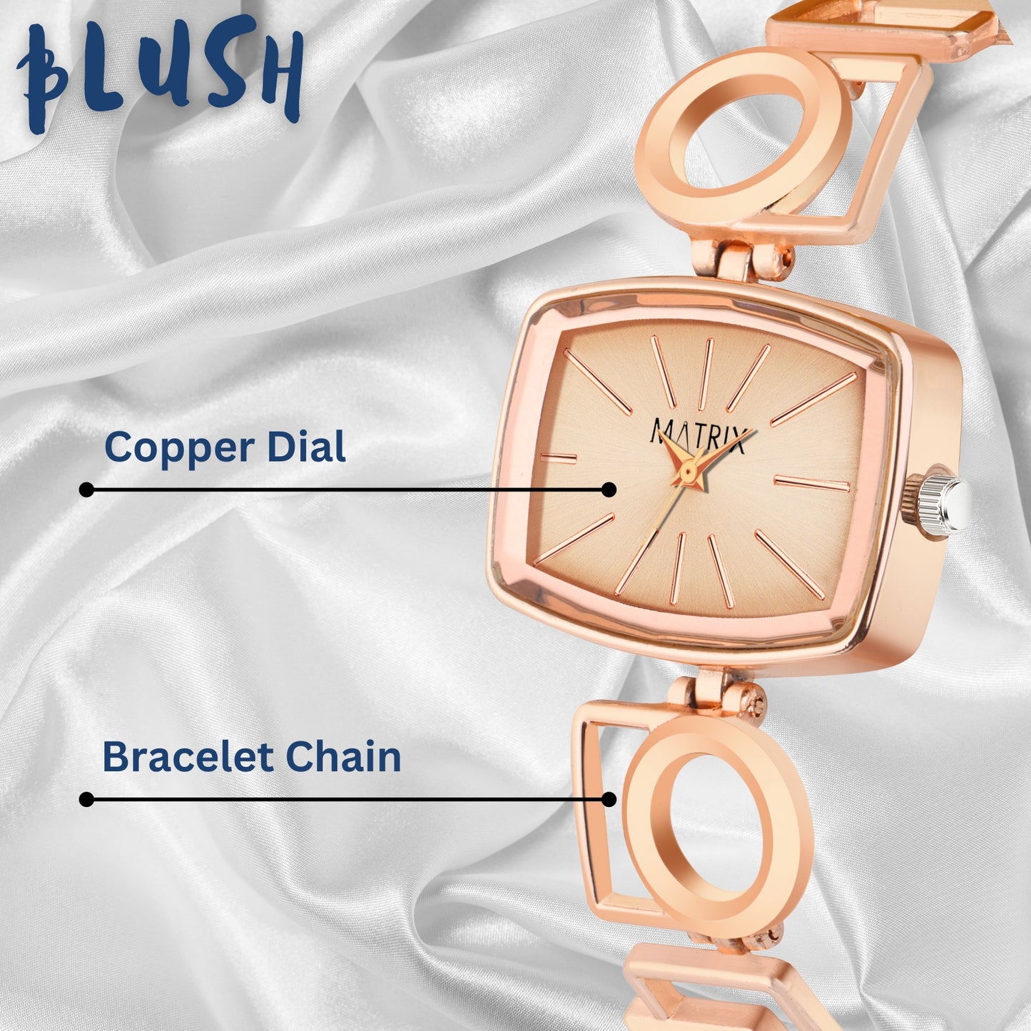 Matrix Timepiece Blush Collection | Designer Bracelet Chain Watch for Women