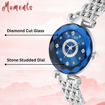 Matrix Moments Collection | Diamond Cut Glass Bracelet Style Watch For Women
