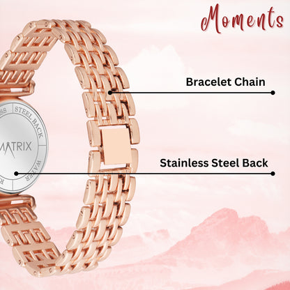 Matrix Moments Collection | Diamond Cut Glass Bracelet Style Watch For Women
