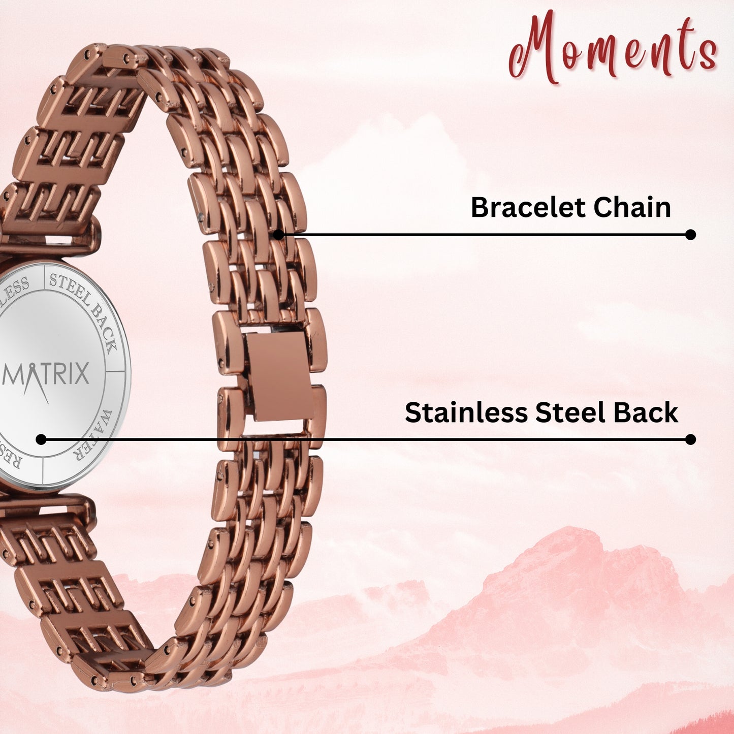 Matrix Moments Collection | Diamond Cut Glass Bracelet Style Watch For Women