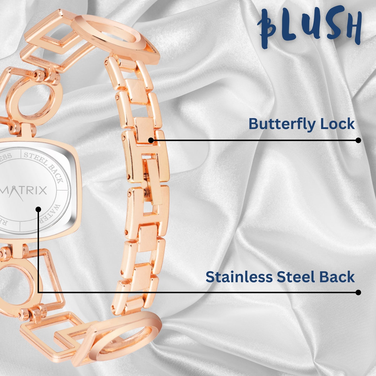 Matrix Timepiece Blush Collection | Designer Bracelet Chain Watch for Women