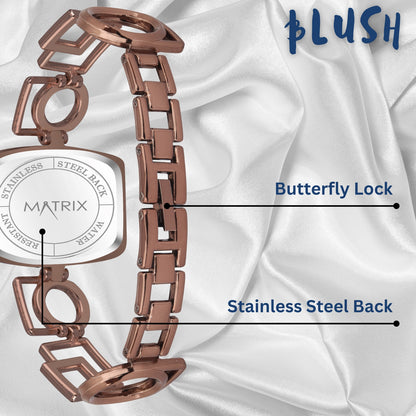 Matrix Timepiece Blush Collection | Designer Bracelet Chain Watch for Women