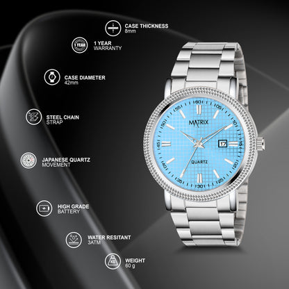 Matrix Imperial Date Display With Stainless Steel Strap Analog Watch for Men