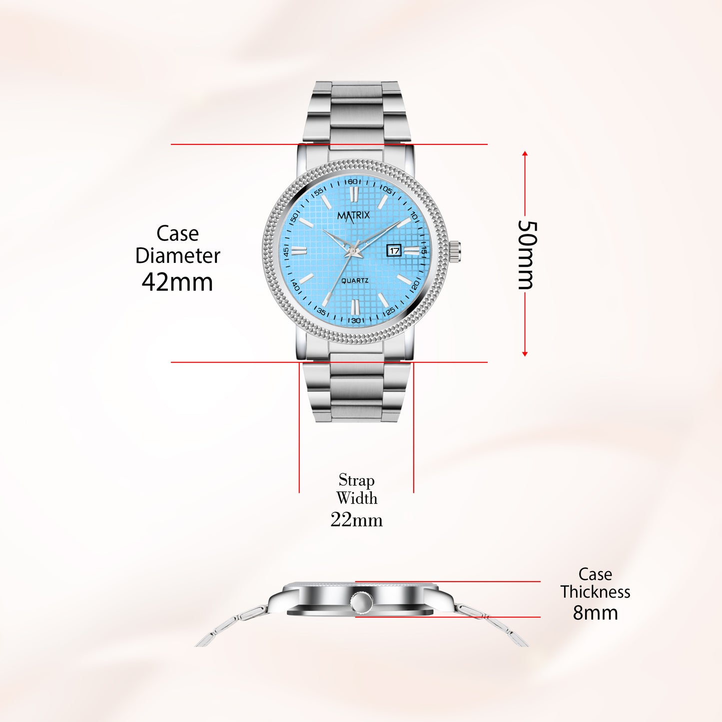 Matrix Imperial Date Display With Stainless Steel Strap Analog Watch for Men