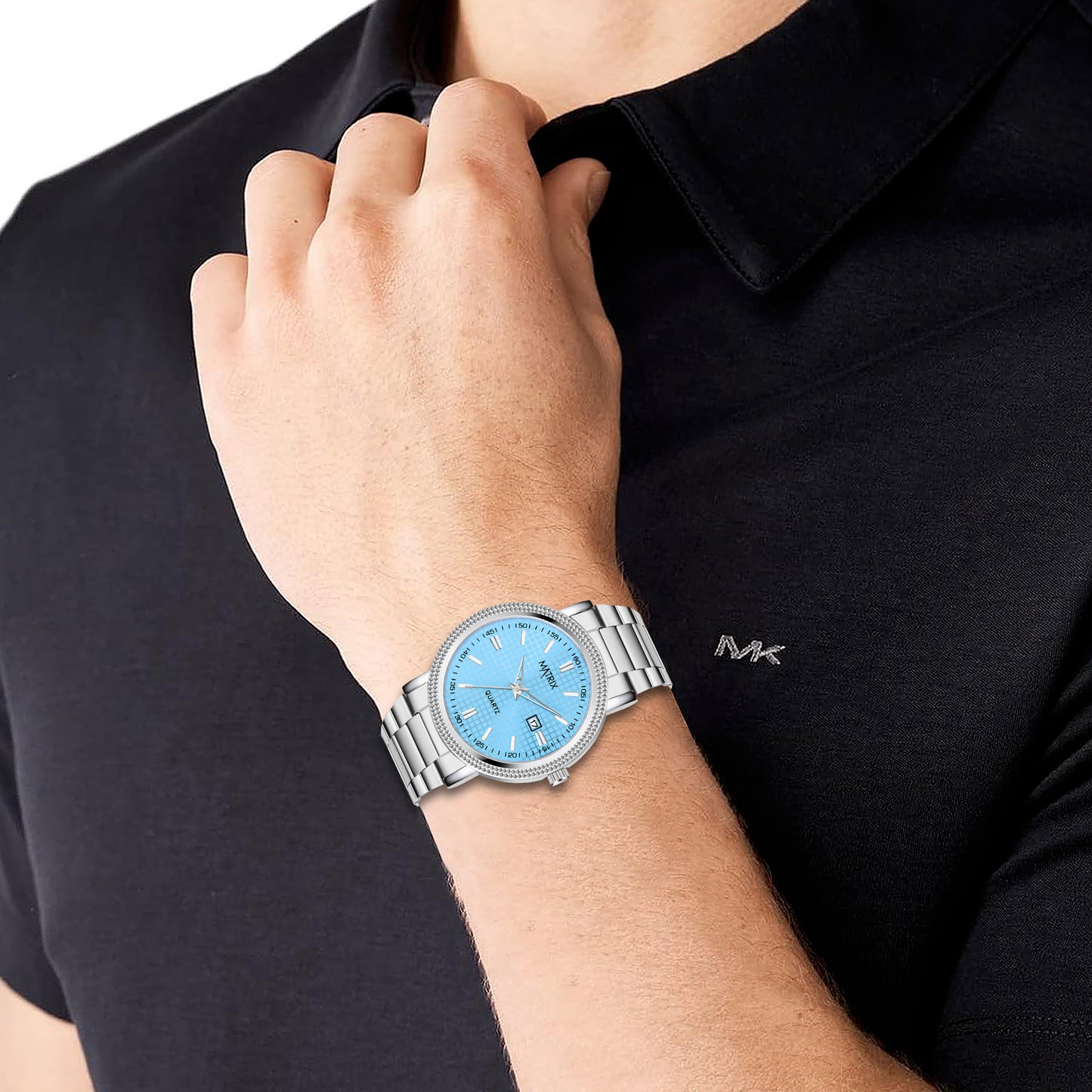 Matrix Imperial Date Display With Stainless Steel Strap Analog Watch for Men