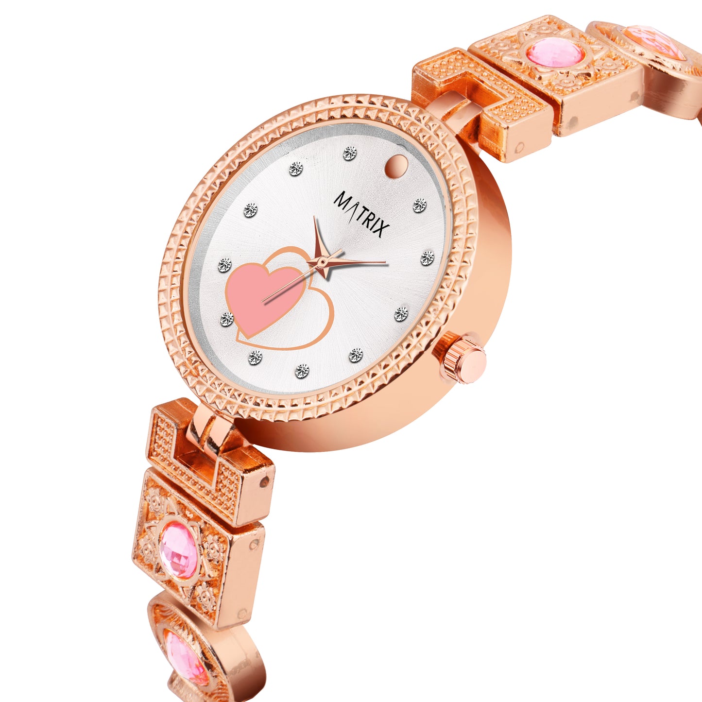 Matrix NEBULA Antique Design, Stone Stud Bracelet Analog Watch for Women