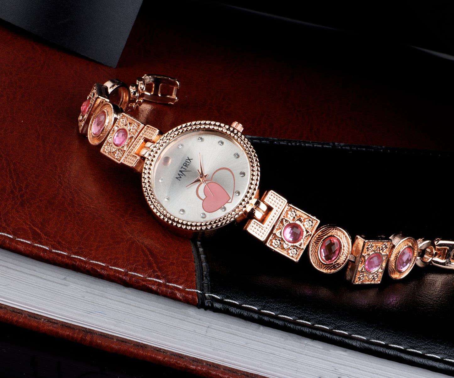 Matrix NEBULA Antique Design, Stone Stud Bracelet Analog Watch for Women