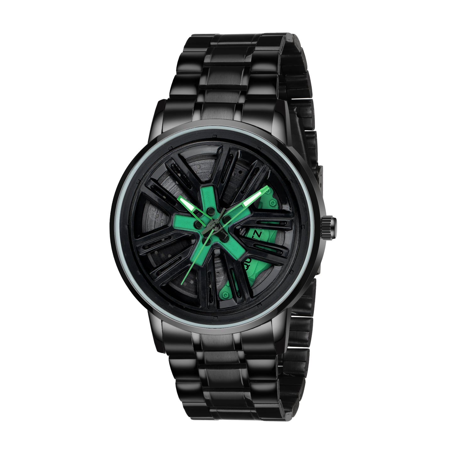 MotionX Spinning Car Wheel Dial Chain Strap Analog Watch for Men